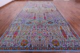 Blue Persian Ziegler Handmade Wool & Silk Rug - 9' 1" X 18' 0" - Golden Nile