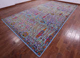 Blue Persian Ziegler Handmade Wool & Silk Rug - 9' 1" X 18' 0" - Golden Nile