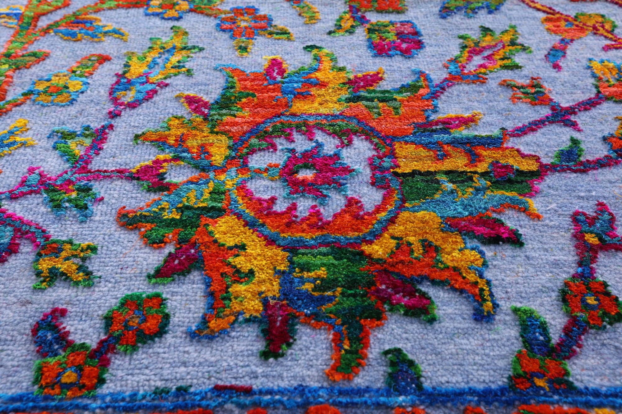 Blue Persian Ziegler Handmade Wool & Silk Rug - 9' 1" X 18' 0" - Golden Nile