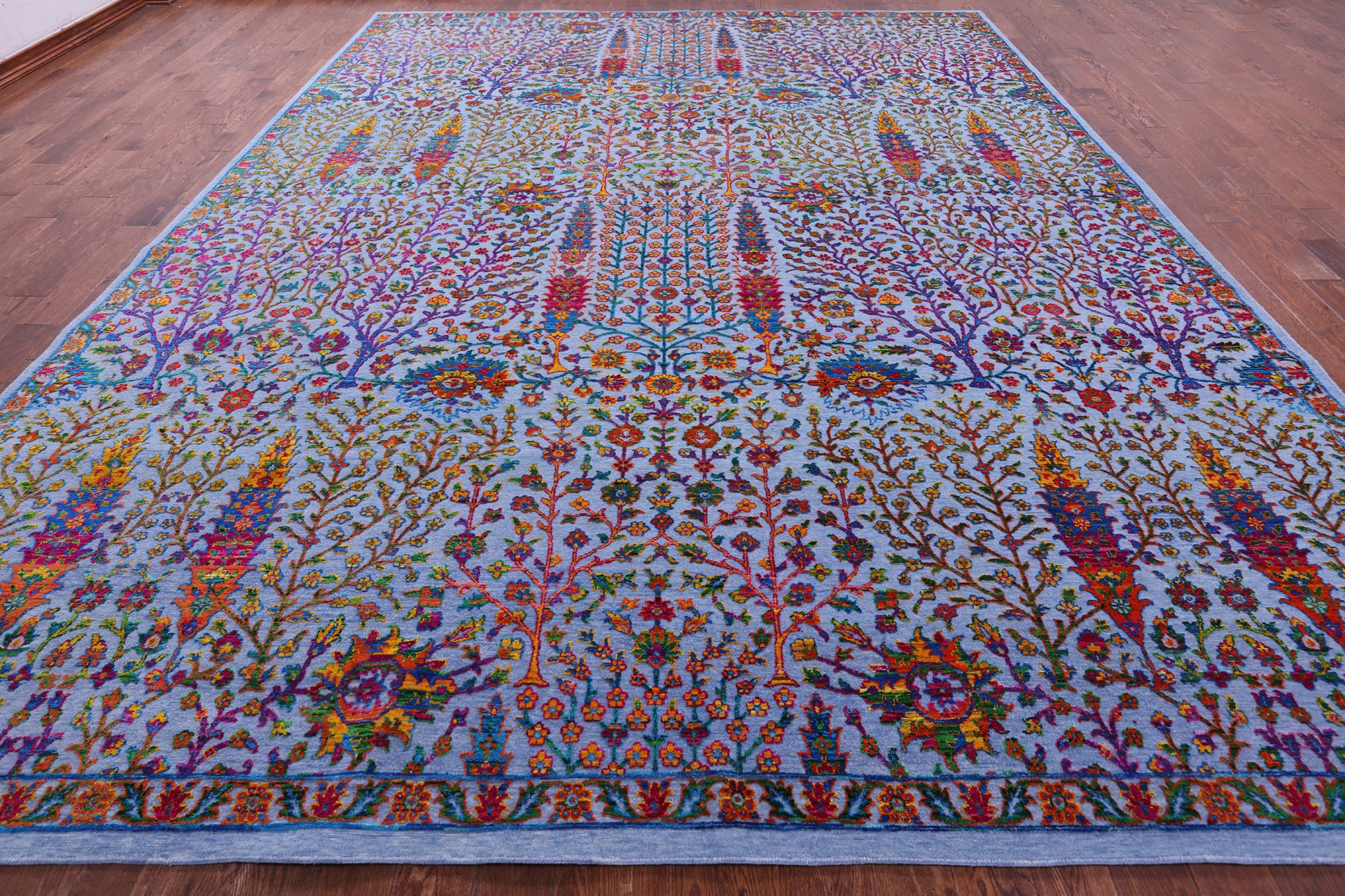 Blue Persian Ziegler Hand Knotted Wool & Silk Rug - 11' 8" X 15' 0" - Golden Nile