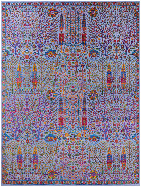 Blue Persian Ziegler Hand Knotted Wool & Silk Rug - 11' 8" X 15' 0" - Golden Nile