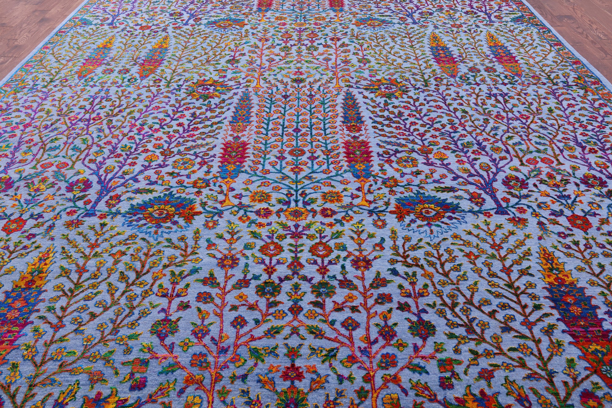 Blue Persian Ziegler Hand Knotted Wool & Silk Rug - 11' 8" X 15' 0" - Golden Nile