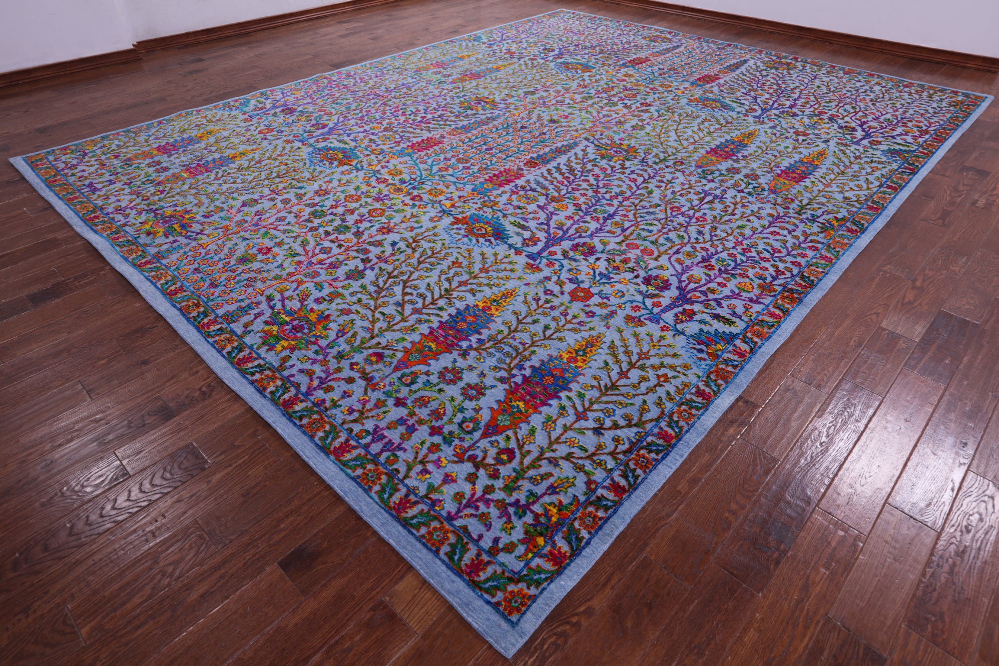 Blue Persian Ziegler Hand Knotted Wool & Silk Rug - 11' 8" X 15' 0" - Golden Nile