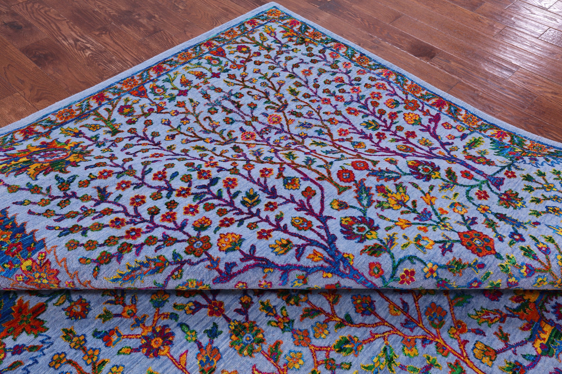 Blue Persian Ziegler Hand Knotted Wool & Silk Rug - 11' 8" X 15' 0" - Golden Nile