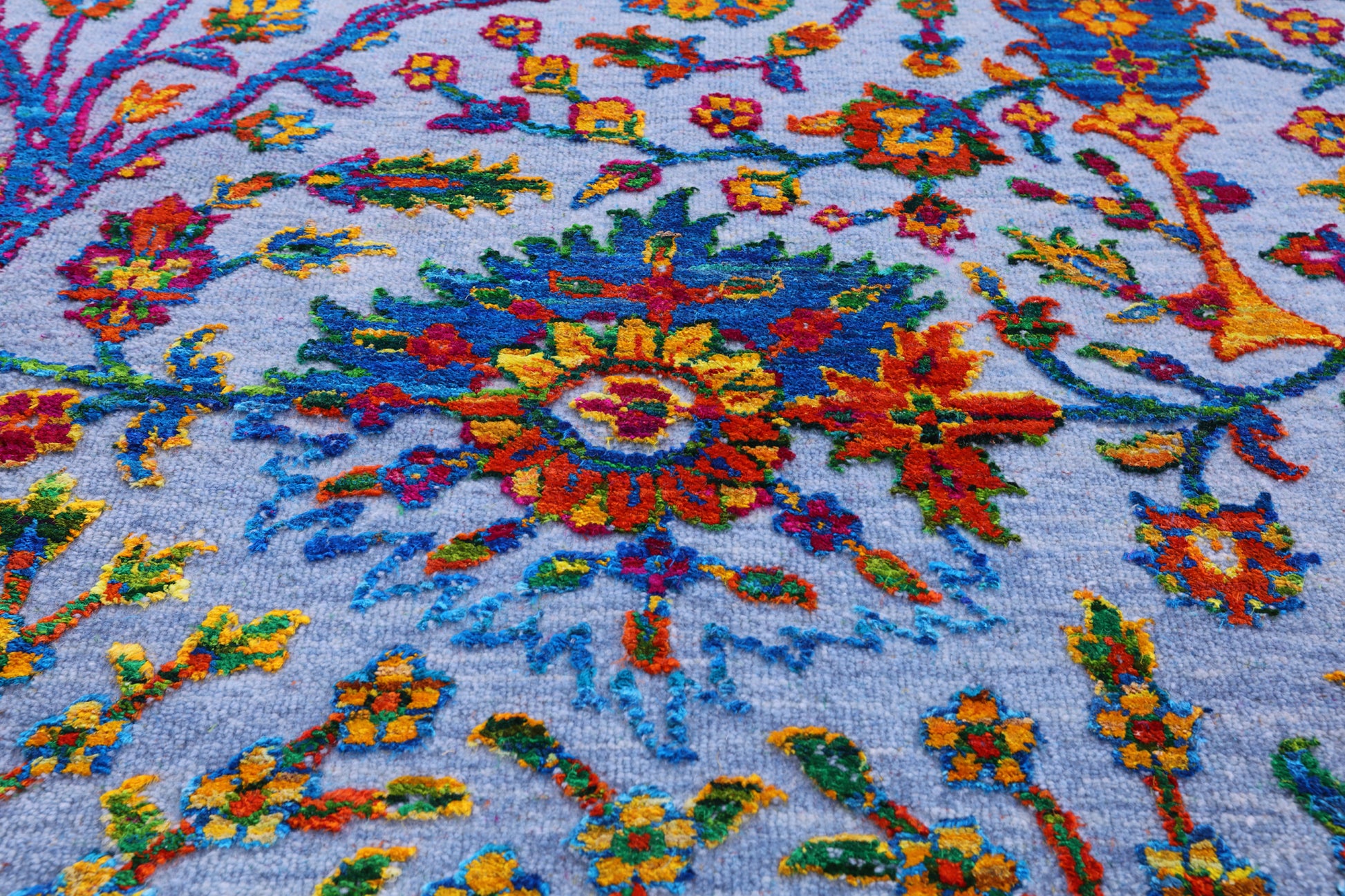 Blue Persian Ziegler Hand Knotted Wool & Silk Rug - 11' 8" X 15' 0" - Golden Nile