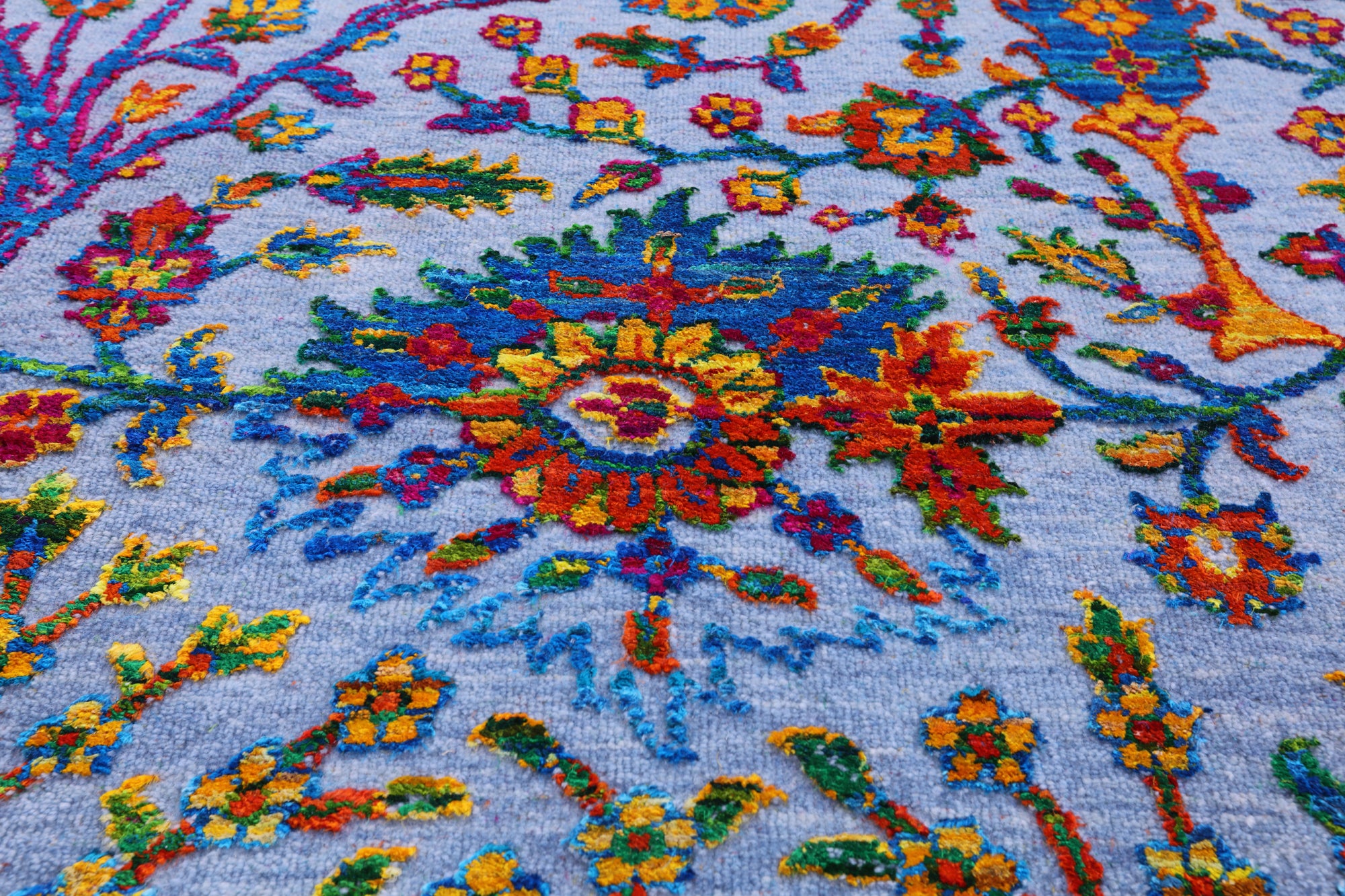 Blue Persian Ziegler Hand Knotted Wool & Silk Rug - 11' 8" X 15' 0" - Golden Nile