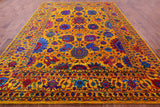 Gold Persian Tabriz Hand Knotted Silk Rug - 9' 0" X 12' 3" - Golden Nile