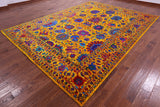 Gold Persian Tabriz Hand Knotted Silk Rug - 9' 0" X 12' 3" - Golden Nile