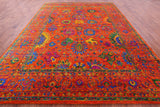 Orange Persian Tabriz Hand Knotted Silk Rug - 9' 11" X 13' 8" - Golden Nile