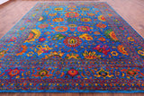 Blue Persian Tabriz Hand Knotted 100% Silk Rug - 11' 10" X 15' 1" - Golden Nile
