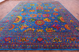 Blue Persian Tabriz Hand Knotted Silk Rug - 11' 10" X 15' 1" - Golden Nile
