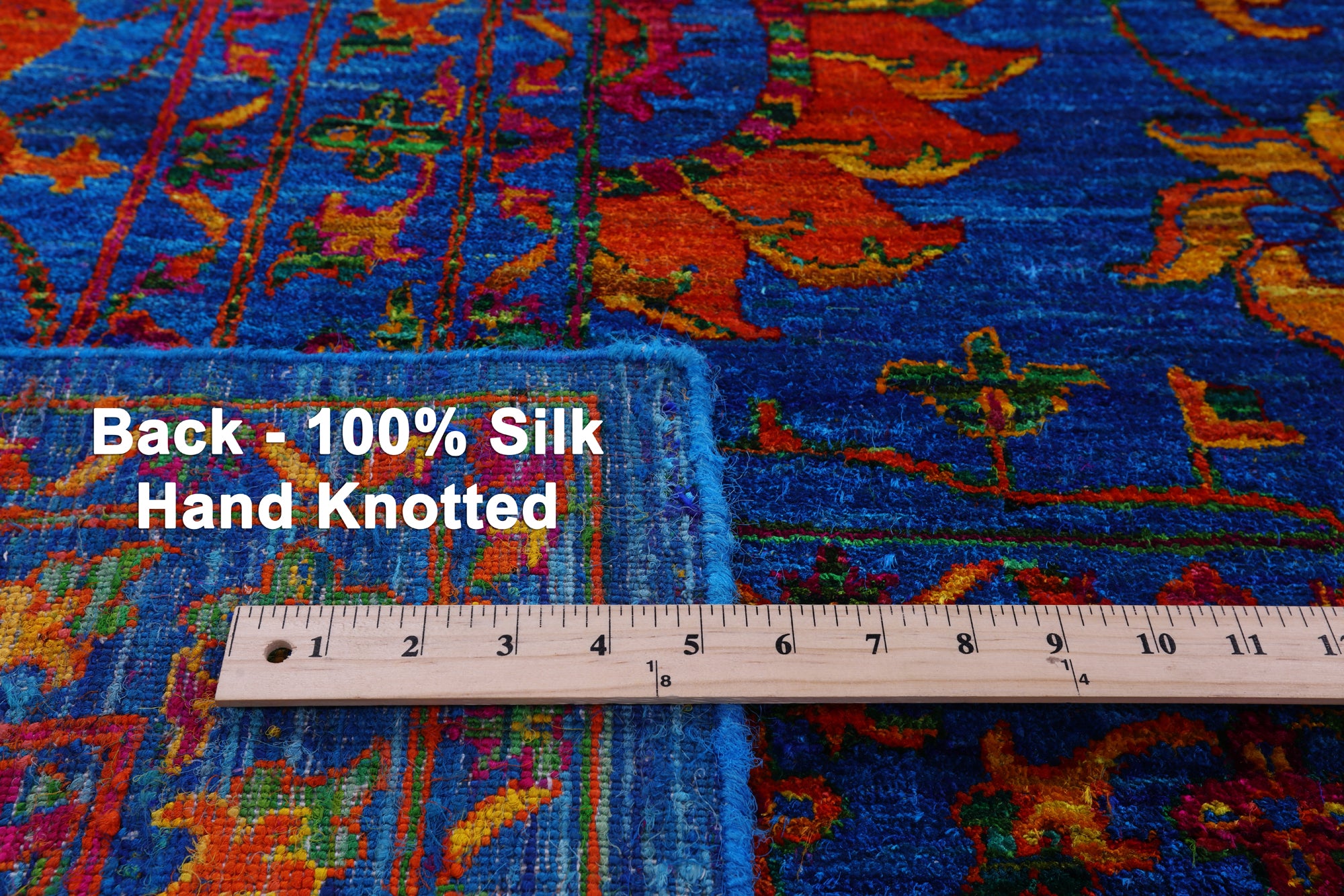 Blue Persian Tabriz Hand Knotted 100% Silk Rug - 11' 10" X 15' 1" - Golden Nile