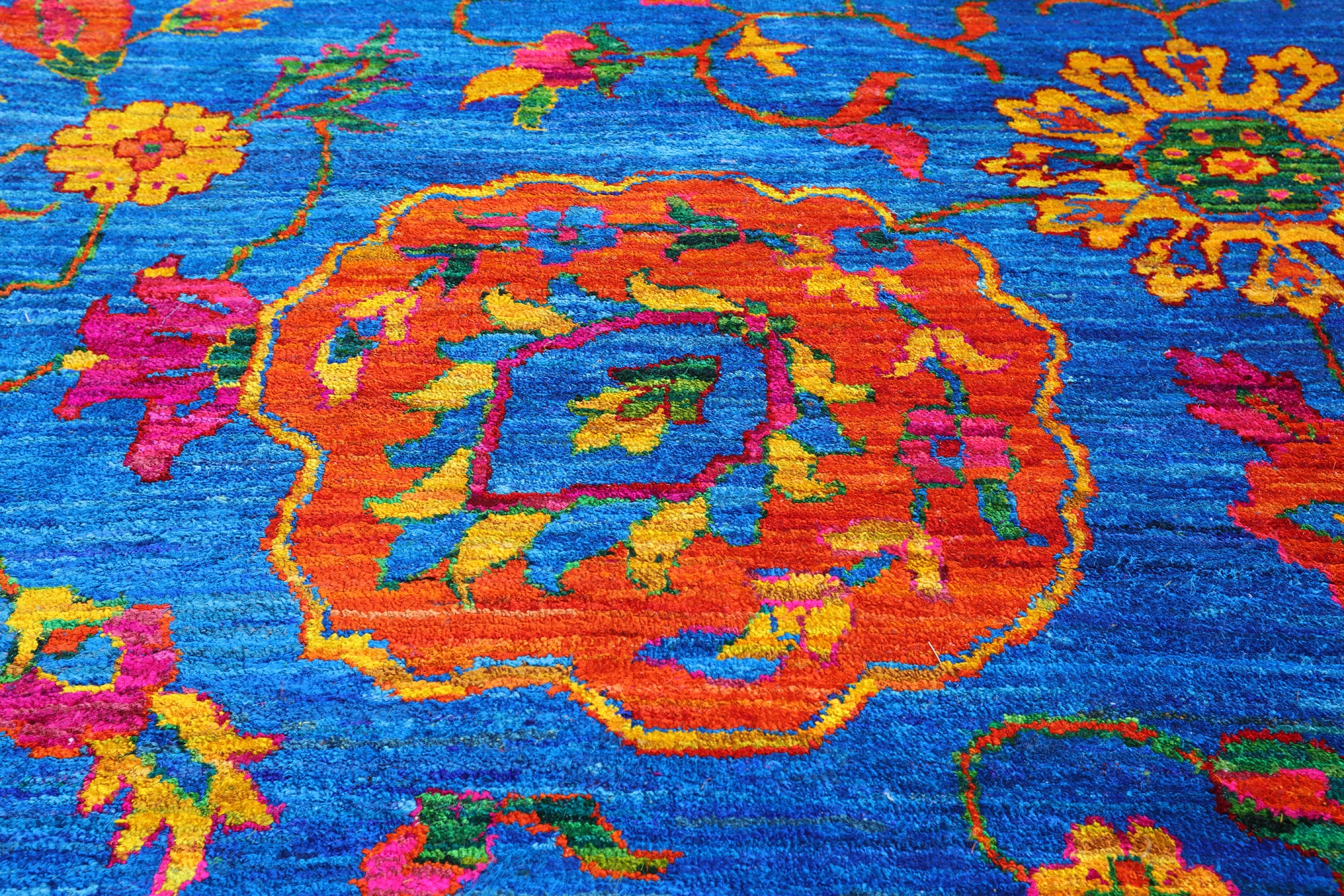 Blue Persian Tabriz Hand Knotted 100% Silk Rug - 11' 10" X 15' 1" - Golden Nile