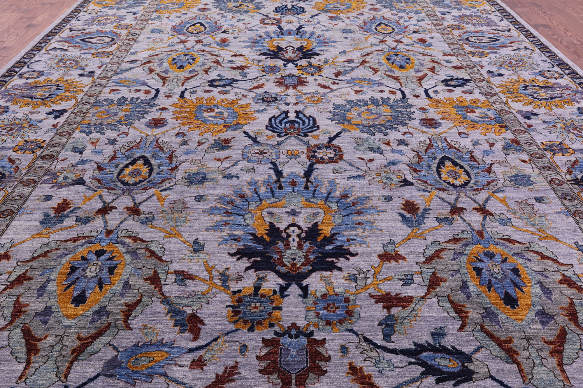 Grey Persian Tabriz Hand Knotted Wool Rug - 11' 11" X 17' 6" - Golden Nile