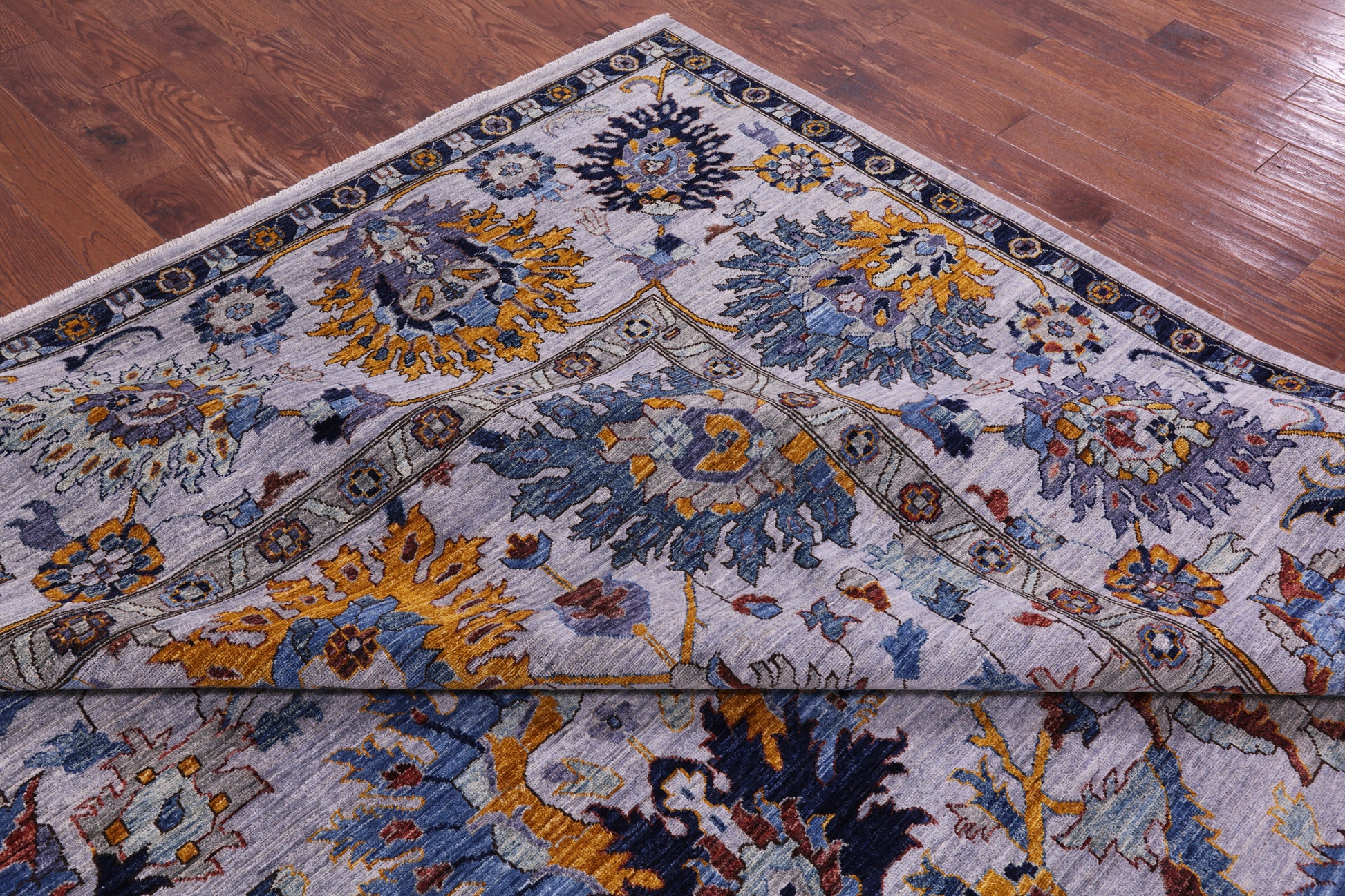 Grey Persian Tabriz Hand Knotted Wool Rug - 11' 11" X 17' 6" - Golden Nile