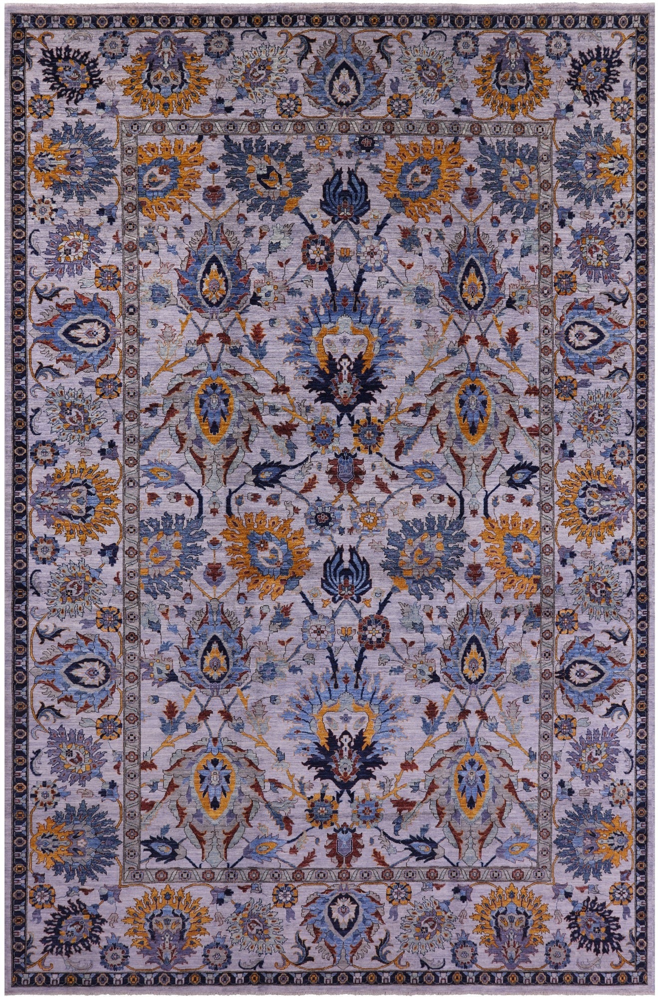 Grey Persian Tabriz Hand Knotted Wool Rug - 11' 11" X 17' 6" - Golden Nile