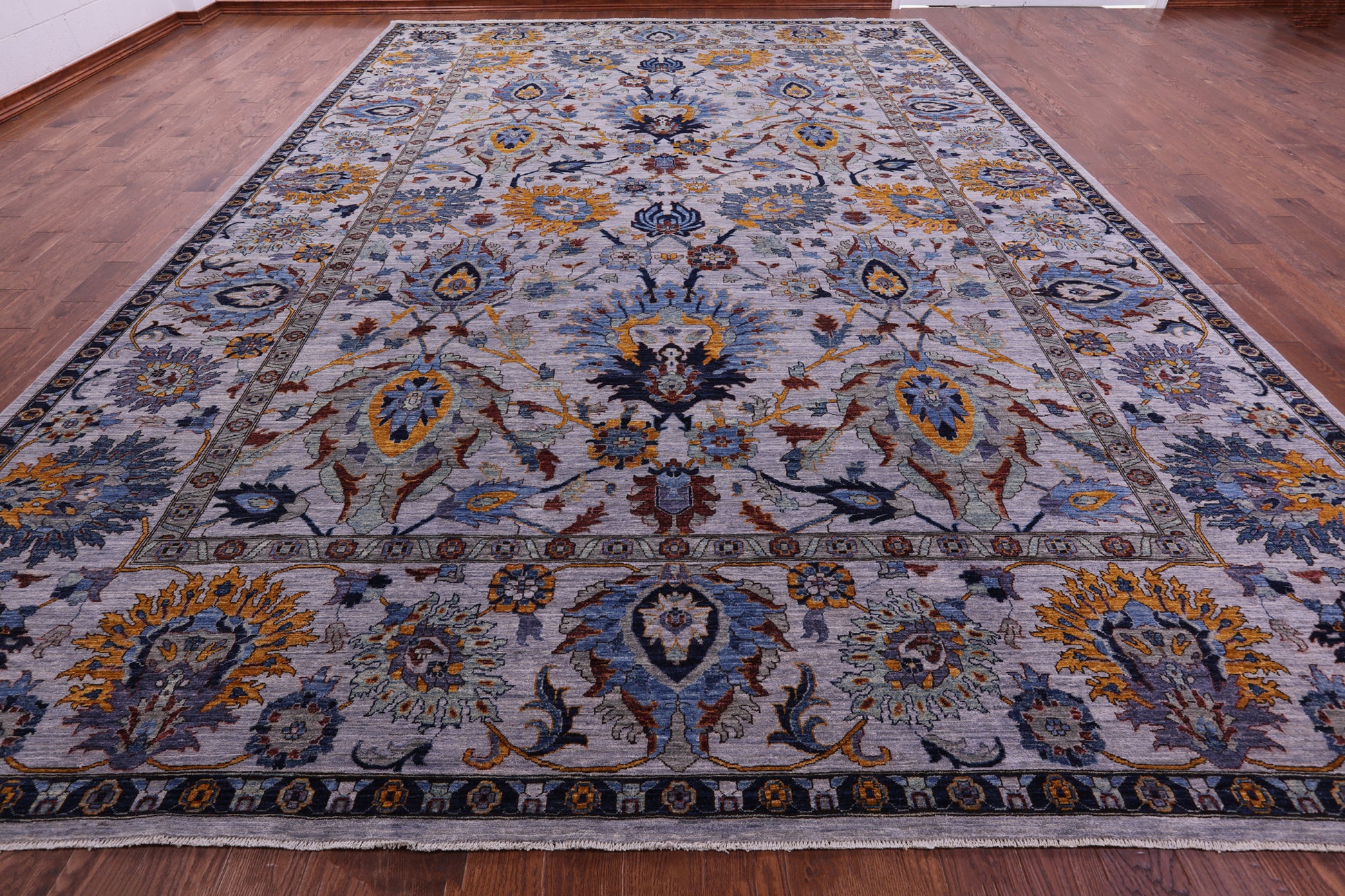Grey Persian Tabriz Hand Knotted Wool Rug - 11' 11" X 17' 6" - Golden Nile