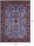 Blue Persian Fine Serapi Hand Knotted Wool Rug - 10' 11" X 14' 7" - Golden Nile