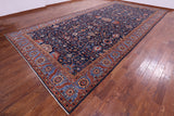 Blue Persian Fine Serapi Hand Knotted Wool Rug - 9' 10" X 19' 11" - Golden Nile