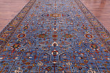Blue Persian Fine Serapi Handmade Wool Rug - 10' 0" X 20' 9" - Golden Nile