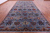 Blue Persian Fine Serapi Hand Knotted Wool Rug - 8' 11" X 17' 11" - Golden Nile