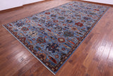Blue Persian Fine Serapi Hand Knotted Wool Rug - 8' 11" X 17' 11" - Golden Nile