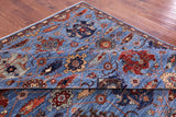 Blue Persian Fine Serapi Hand Knotted Wool Rug - 8' 11" X 17' 11" - Golden Nile