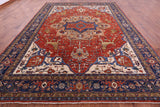 Rust Persian Fine Serapi Hand Knotted Wool Rug - 9' 11" X 13' 6" - Golden Nile