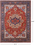 Rust Persian Fine Serapi Hand Knotted Wool Rug - 9' 11" X 13' 6" - Golden Nile