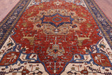 Rust Persian Fine Serapi Hand Knotted Wool Rug - 9' 11" X 13' 6" - Golden Nile