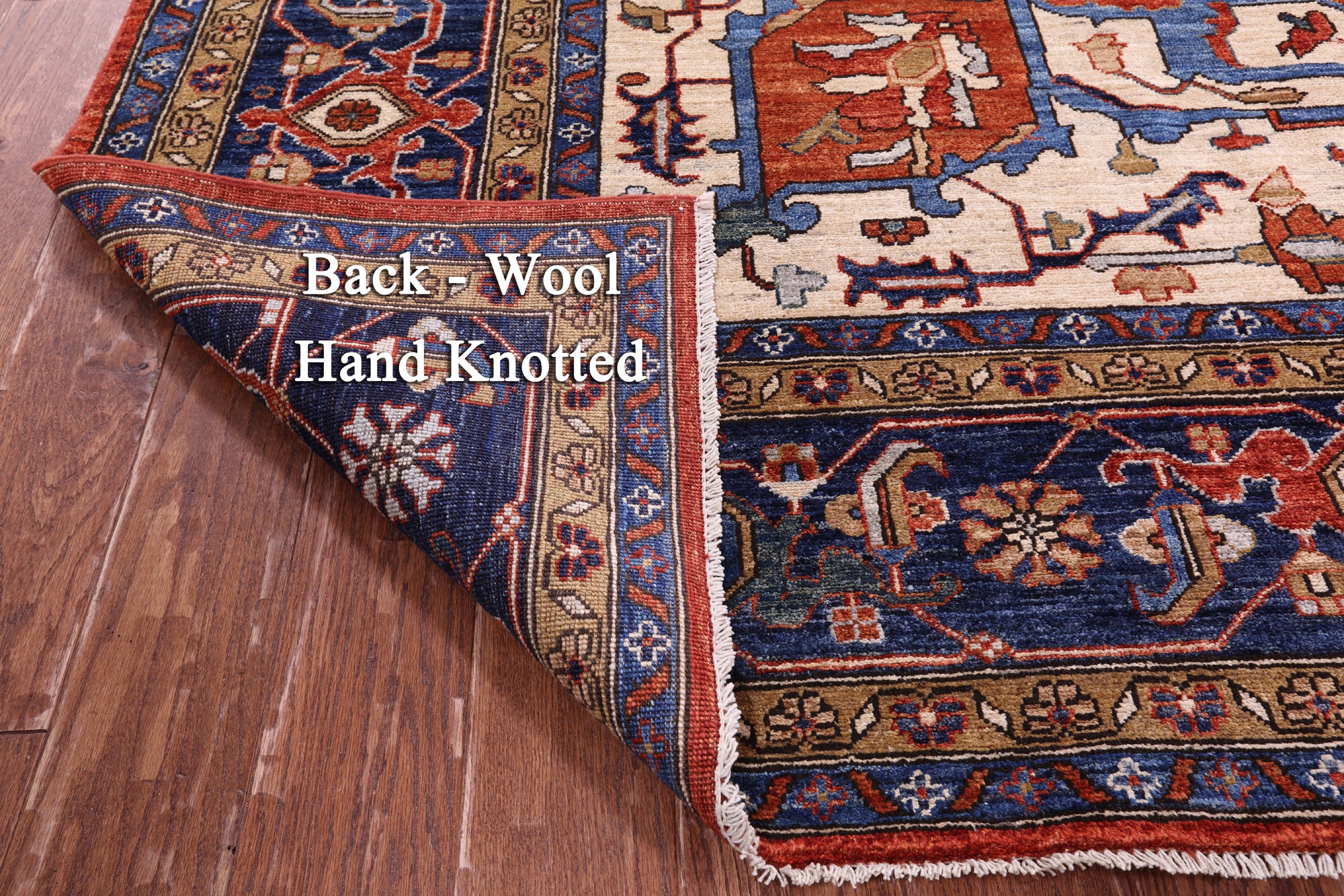 Rust Persian Fine Serapi Hand Knotted Wool Rug - 9' 11" X 13' 6" - Golden Nile