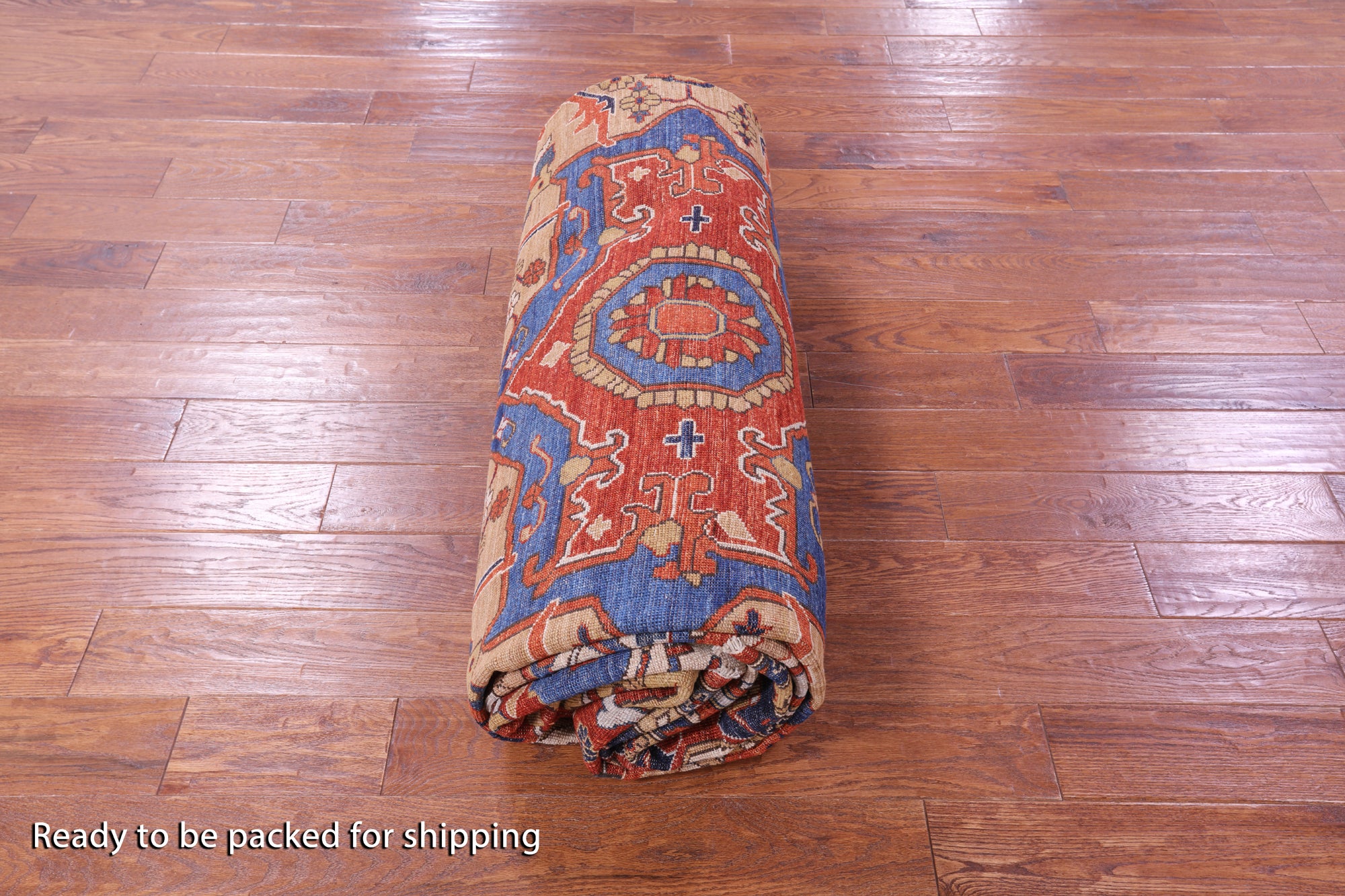 Rust Persian Fine Serapi Hand Knotted Wool Rug - 9' 11" X 13' 6" - Golden Nile