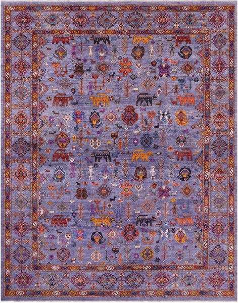 Grey Persian Fine Serapi Hand Knotted Wool Rug - 11' 11" X14' 11" - Golden Nile