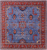 Blue Square Persian Fine Serapi Hand Knotted Wool Rug - 13' 9" X 13' 10" - Golden Nile