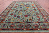 Green Persian Fine Serapi Hand Knotted Wool Rug - 11' 10" X 14' 10" - Golden Nile