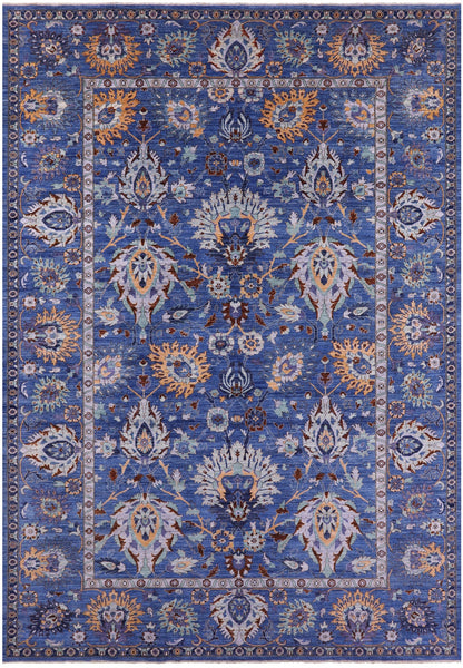 Blue Persian Tabriz Hand Knotted Wool Rug - 12' 0" X 17' 8" - Golden Nile