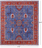 Blue Persian Fine Serapi Hand Knotted Wool Rug - 8' 2" X 9' 8" - Golden Nile
