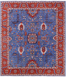 Blue Persian Fine Serapi Hand Knotted Wool Rug - 8' 2" X 9' 8" - Golden Nile