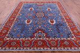 Blue Persian Fine Serapi Hand Knotted Wool Rug - 8' 2" X 9' 8" - Golden Nile