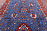 Blue Persian Fine Serapi Hand Knotted Wool Rug - 8' 2" X 9' 8" - Golden Nile