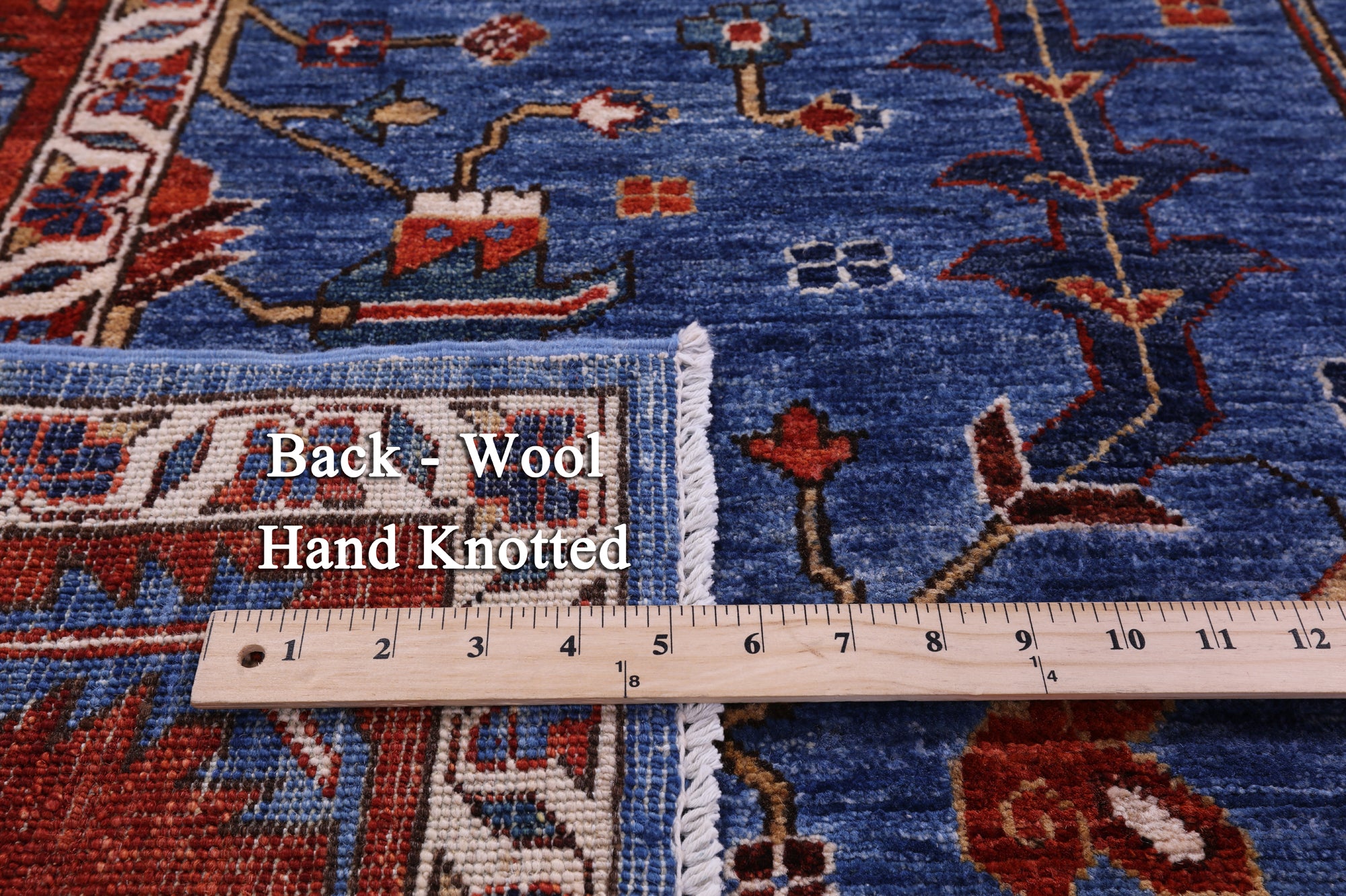 Blue Persian Fine Serapi Hand Knotted Wool Rug - 8' 2" X 9' 8" - Golden Nile