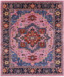 Pink Persian Fine Serapi Hand Knotted Wool Rug - 8' 0" X 9' 6" - Golden Nile