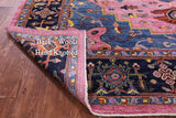 Pink Persian Fine Serapi Hand Knotted Wool Rug - 8' 0" X 9' 6" - Golden Nile