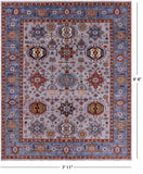 Grey Persian Fine Serapi Hand Knotted Wool Rug - 7' 11" X 9' 8" - Golden Nile
