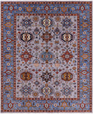 Grey Persian Fine Serapi Hand Knotted Wool Rug - 7' 11" X 9' 8" - Golden Nile