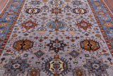 Grey Persian Fine Serapi Hand Knotted Wool Rug - 7' 11" X 9' 8" - Golden Nile