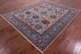 Grey Persian Fine Serapi Hand Knotted Wool Rug - 7' 11" X 9' 8" - Golden Nile