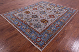 Grey Persian Fine Serapi Hand Knotted Wool Rug - 7' 11" X 9' 8" - Golden Nile