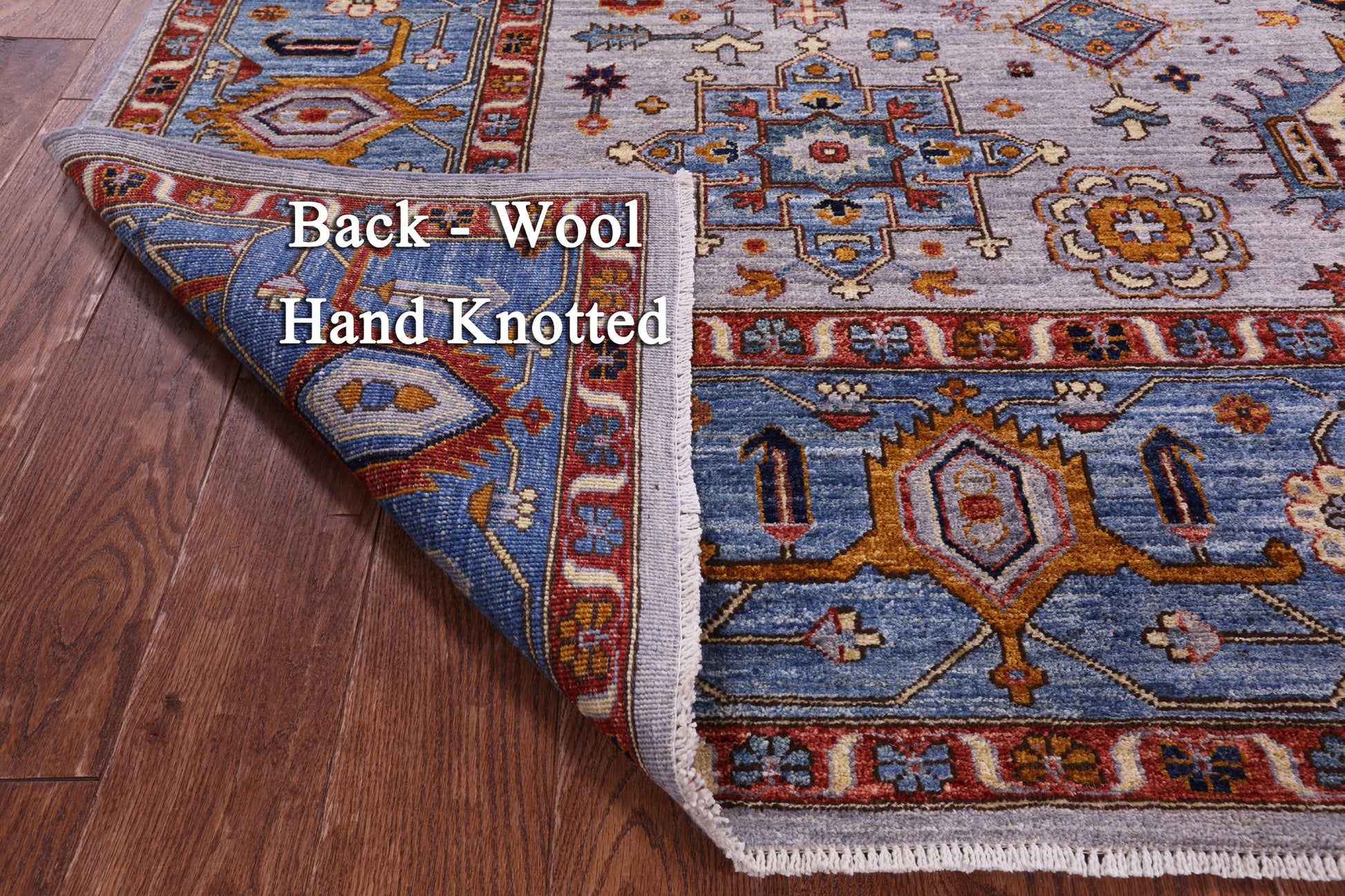 Grey Persian Fine Serapi Hand Knotted Wool Rug - 7' 11" X 9' 8" - Golden Nile