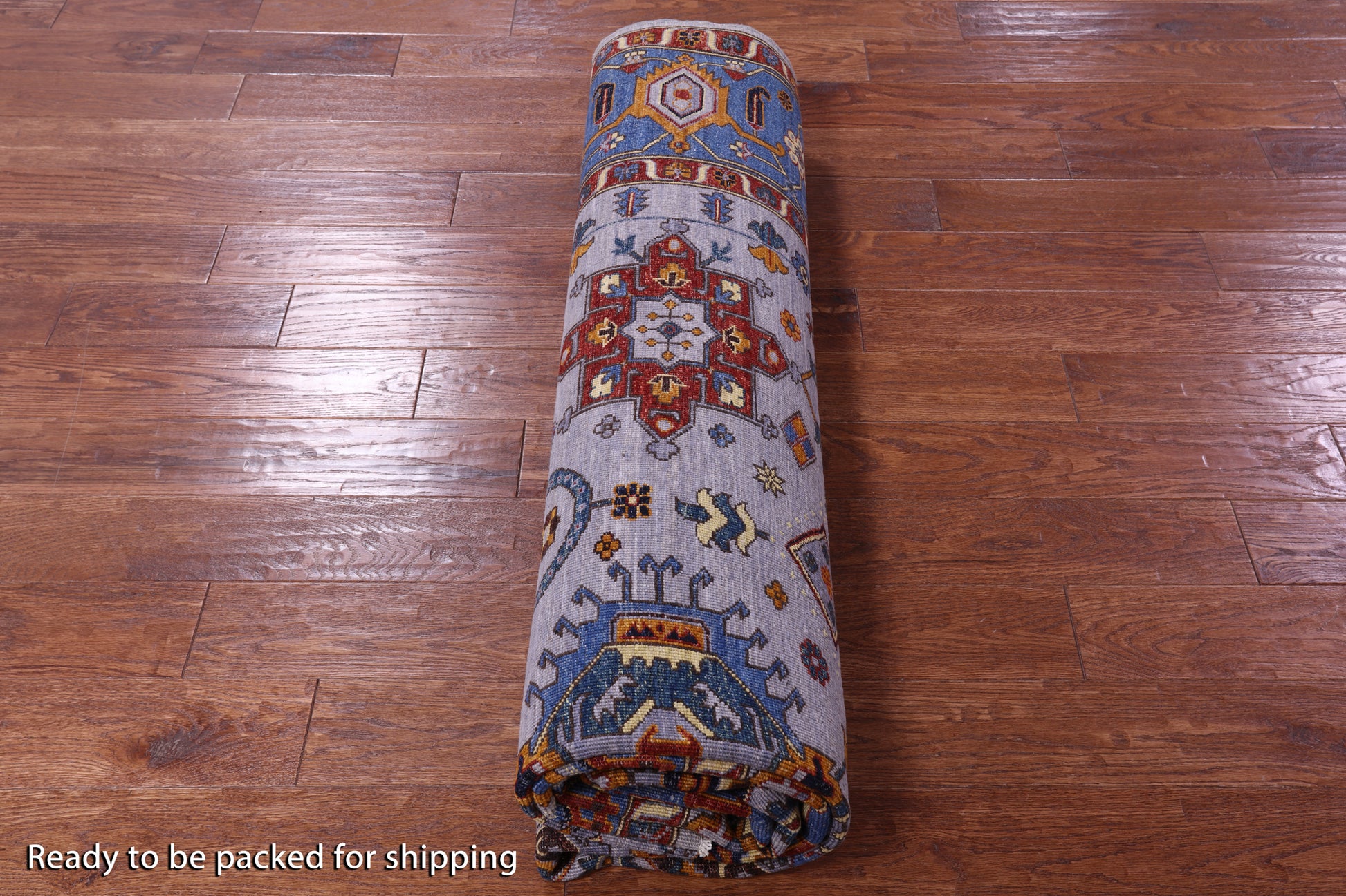 Grey Persian Fine Serapi Hand Knotted Wool Rug - 7' 11" X 9' 8" - Golden Nile